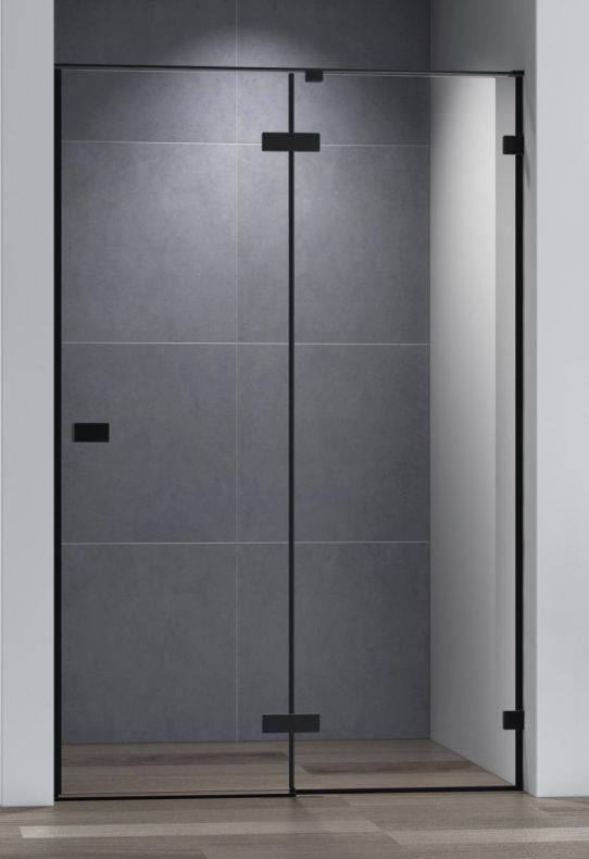 купить Душевая дверь Cezares BELLAGIO-B-12-140-C-NERO, 140х197, профиль черный, прозрачное стекло 