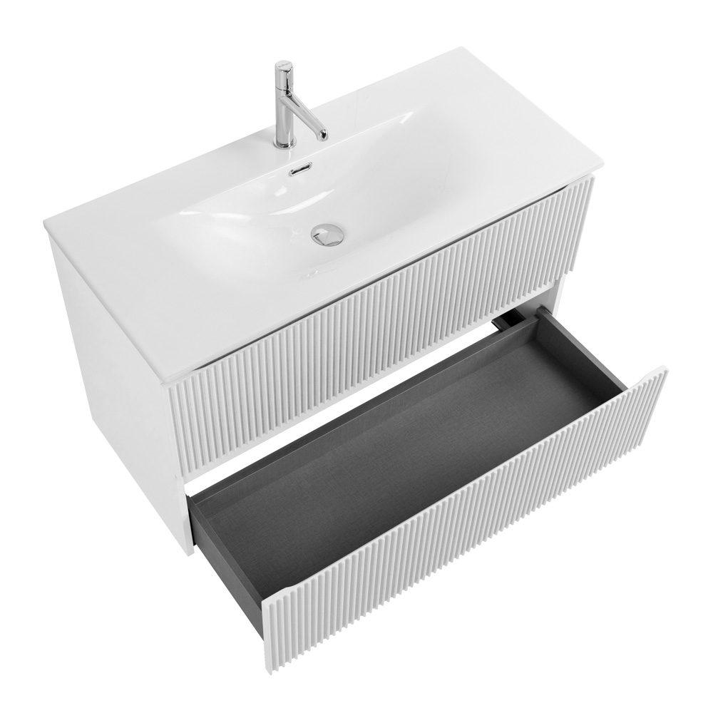 Тумба с раковиной подвесная BelBagno UNO-1000-2C-SO-BO Bianco Opaco, раковина белая BB-8099-100