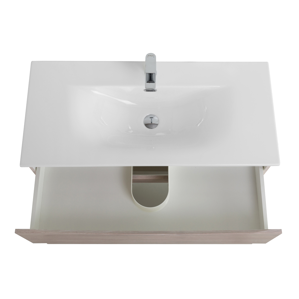 Тумба с раковиной подвесная BelBagno MARINO-CER-N-1000-2C-SO-RG-P Rovere Grigio, раковина белая BB-8099-100