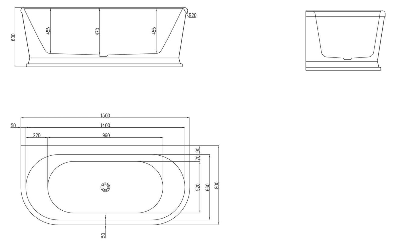 Ванна акриловая BelBagno BB408-1500-800