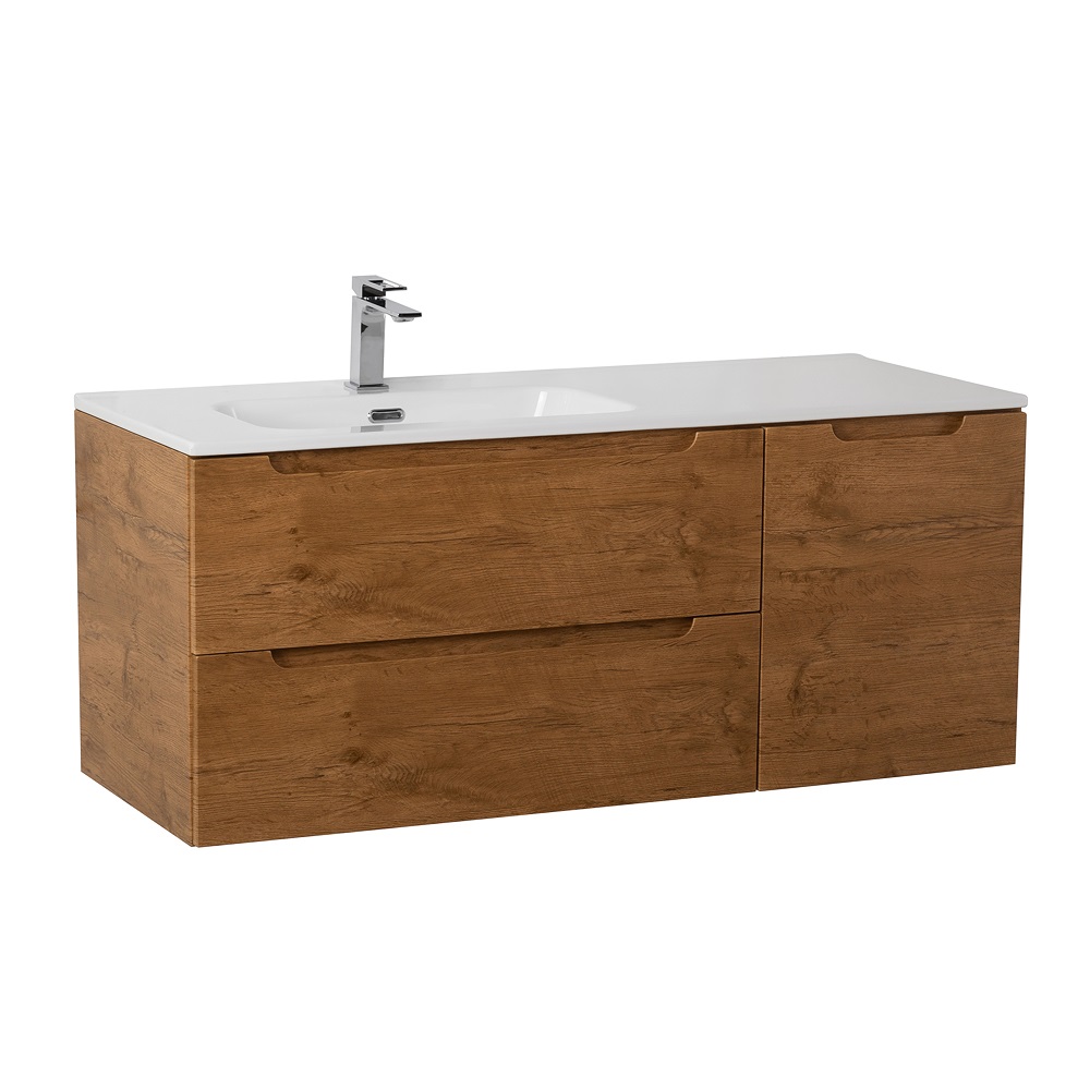 Подвесная тумба с раковиной BelBagno ETNA 120 Rovere Nature левая, ETNA-1200-2C-1A-SO-RN-L + BB1200ETL-L