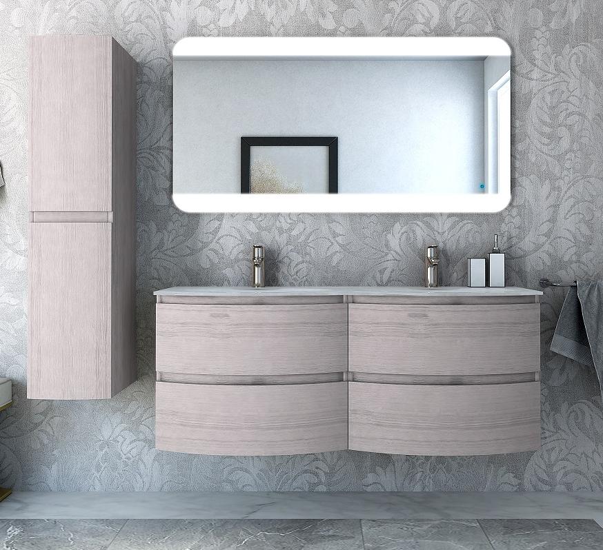 купить Мебель для ванной раковина с двумя чашами Cezares VAGUE 138 Rovere sbiancato 