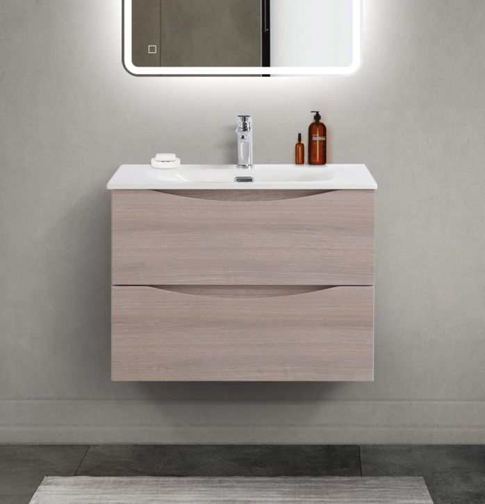 купить Тумба с раковиной подвесная BelBagno MARINO-CER-MINI-700-2C-SO-RG-P Rovere Grigio, раковина белая BB-8099-3-70 