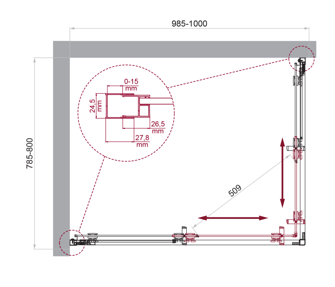 Душевой уголок BelBagno LUCE-AH-2-100/80-P-Cr