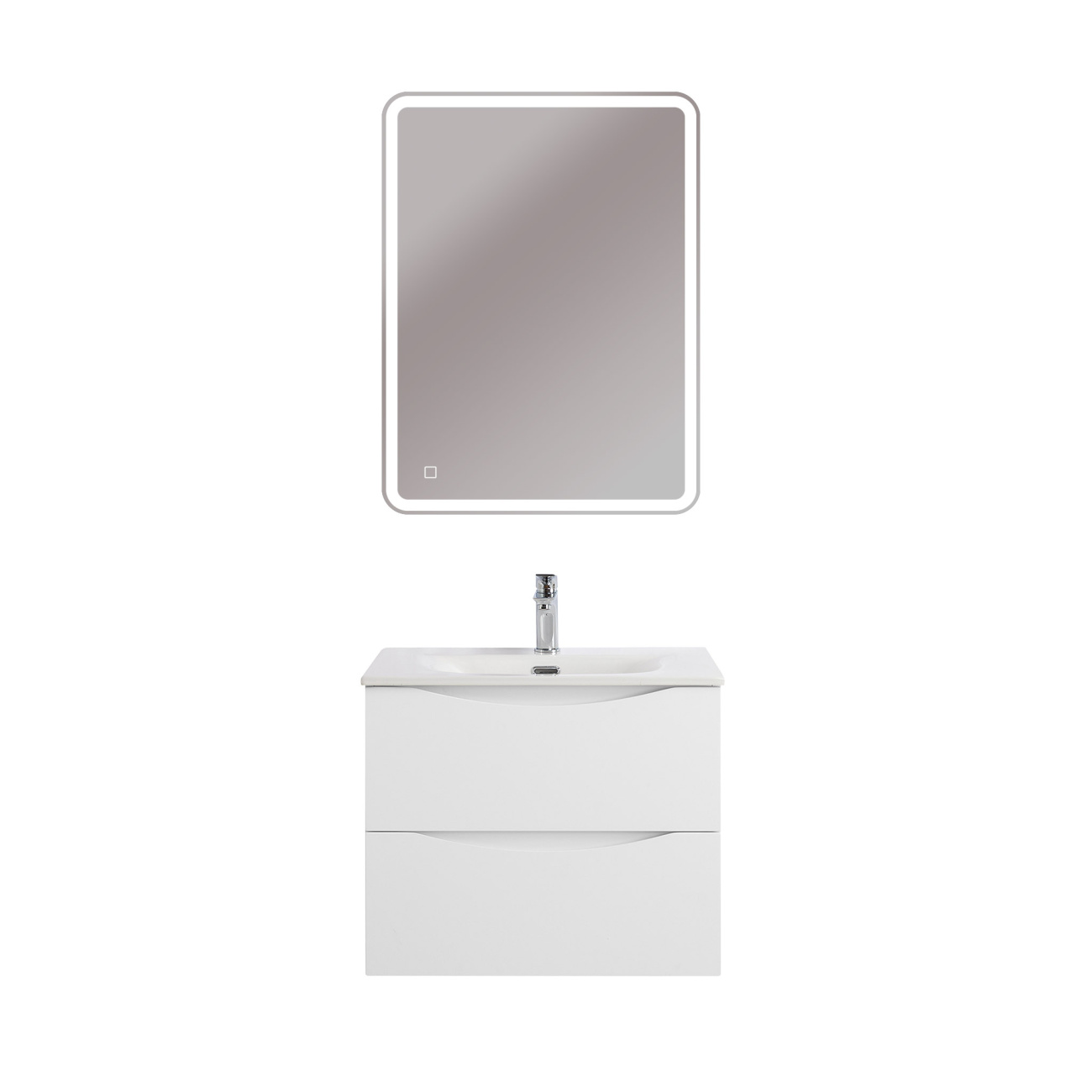 Тумба с раковиной подвесная BelBagno MARINO-CER-MINI-600-2C-SO-BL-P Bianco Lucido, раковина белая BB-8099-3-60