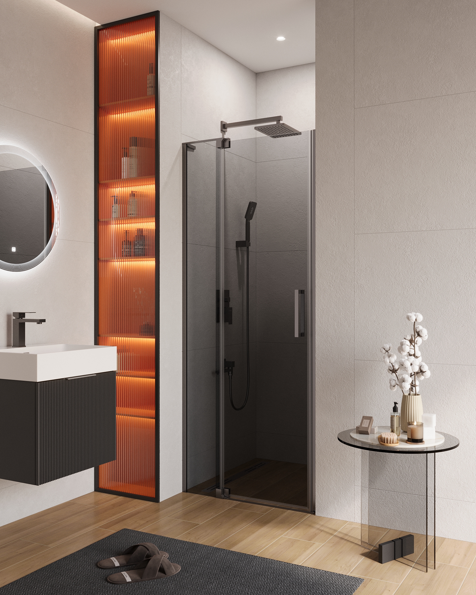 купить Душевая дверь в нишу CEZARES SLIDER-B-1-70/80-GRIGIO-GM 