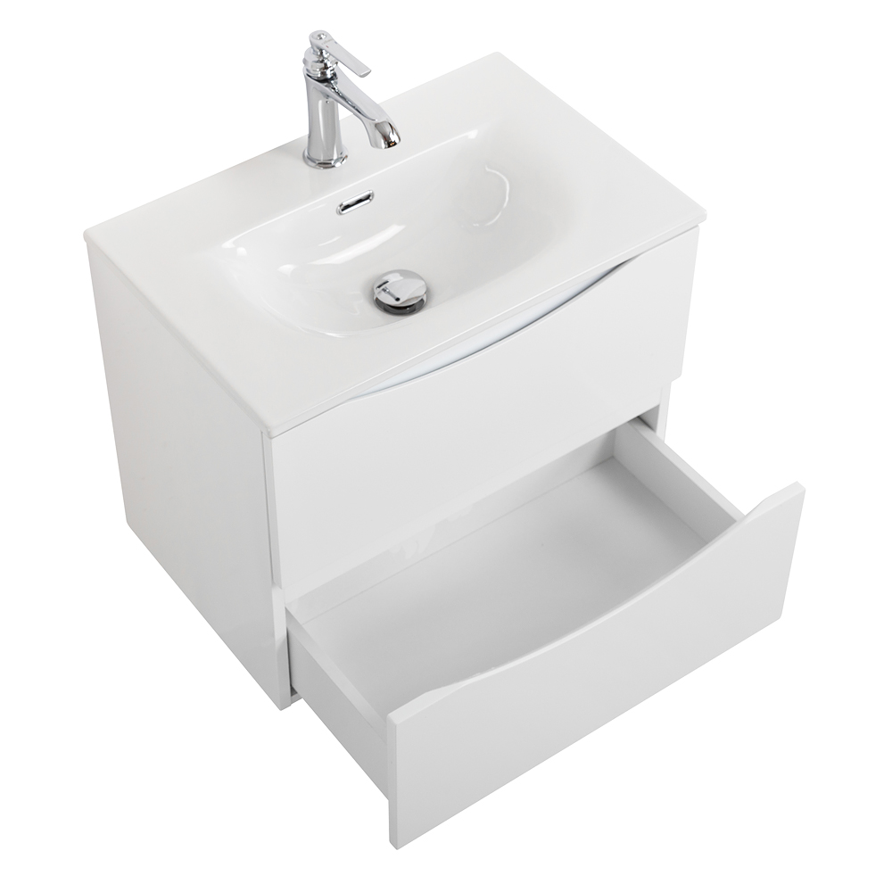 Тумба с раковиной подвесная BelBagno MARINO-CER-MINI-500-2C-SO-BL-P Bianco Lucido, раковина белая BB-8099-3-50