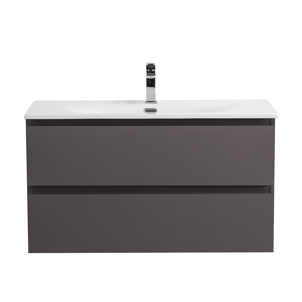 Тумба с раковиной подвесная BelBagno KRAFT-900-2C-SO-GSO Темно-Серый матовый, раковина белая BB-8099-90