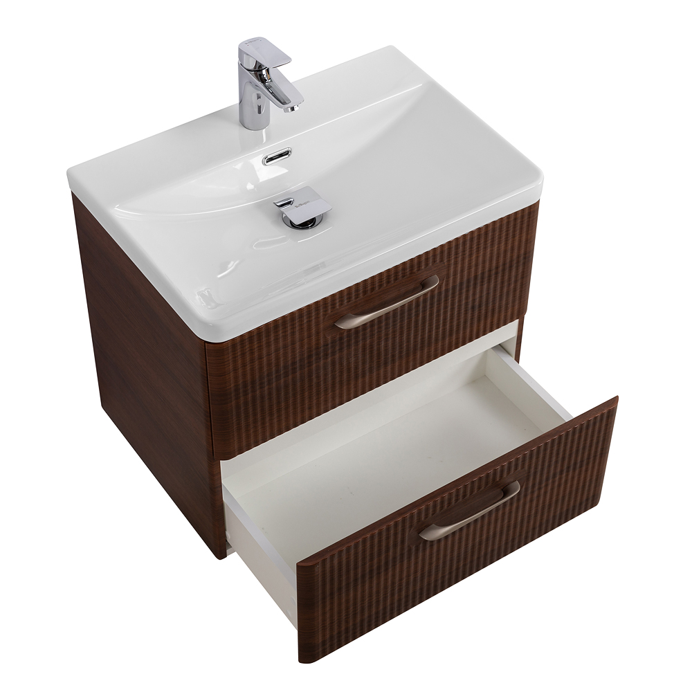Подвесная тумба с раковиной Belbagno DUE 60 см Noce DUE-600-2C-SO-NOCE-P + BB-8076-3-60