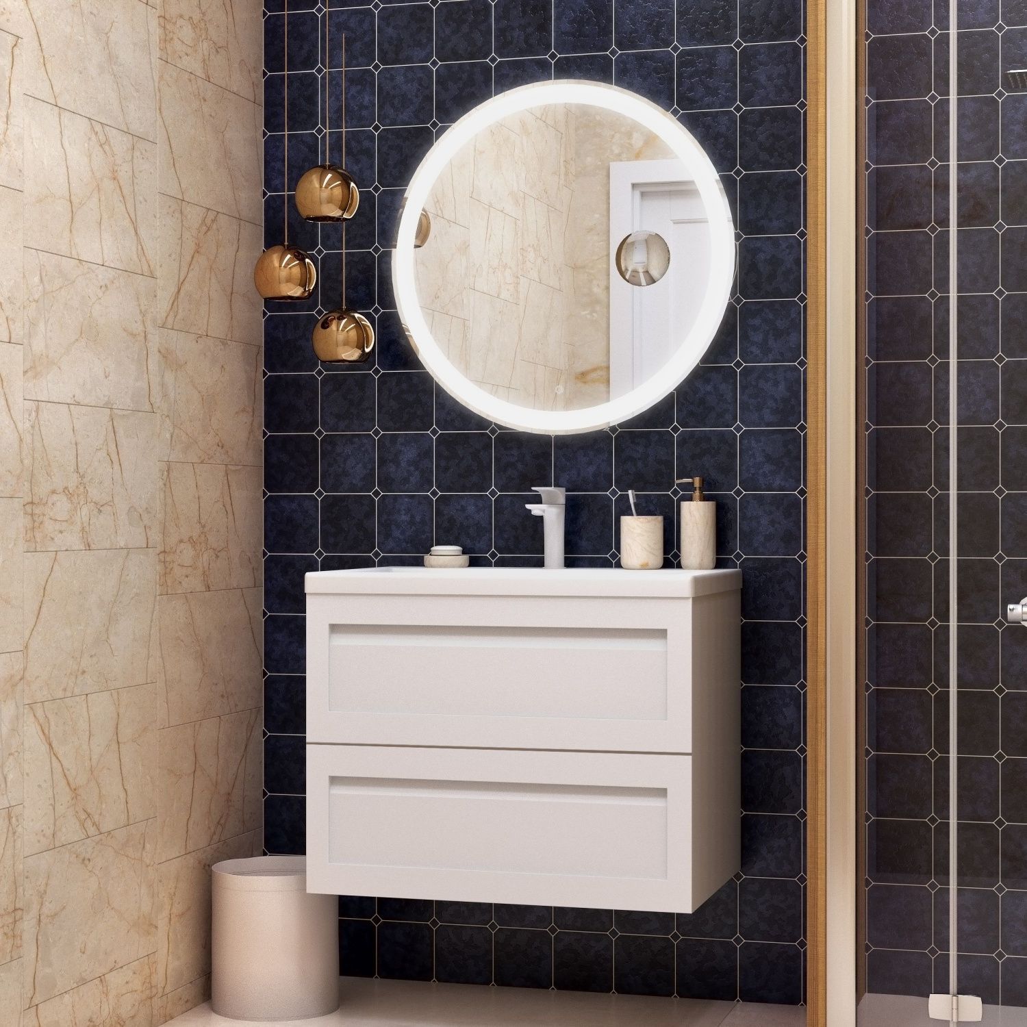 Ванная комната с белой плиткой: примеры дизайна с фото