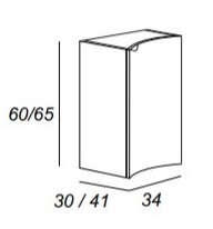 Шкаф подвесной с одной распашной дверцей правосторонний RIALTO 34 см Blu petrolio 55175