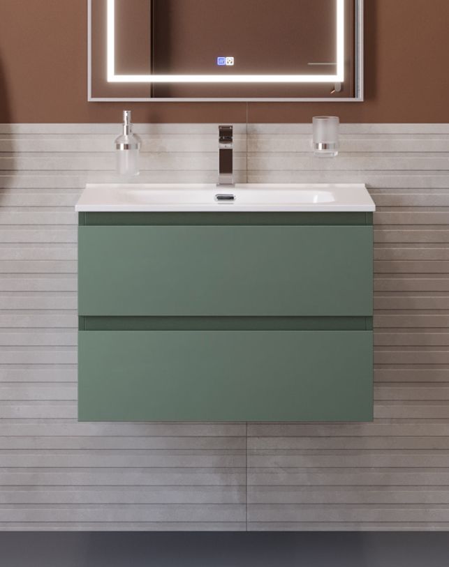 Тумба с раковиной подвесная BelBagno KRAFT-600-2C-SO-VO Еловый матовый, раковина белая BB600ETL