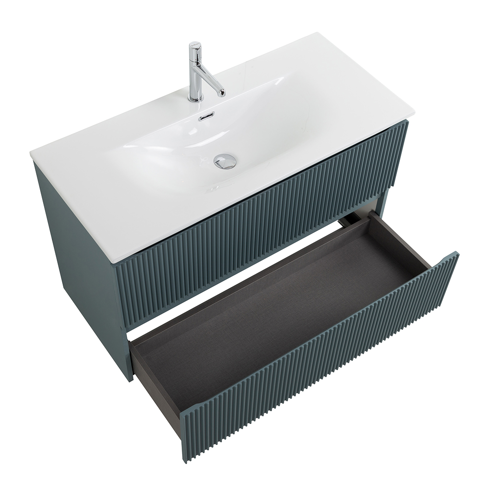 Тумба с раковиной подвесная BelBagno UNO-1000-2C-SO-AO Голубой матовый, раковина белая BB-8099-100