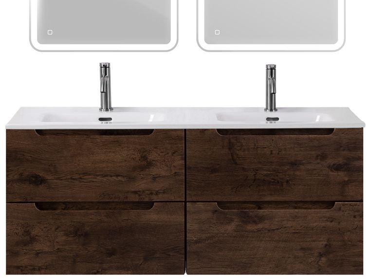 Тумба BelBagno ETNA-1200-4C-SO-2-RW с 2-й раковиной BelBagno BB1200-2-ETL, Rovere Moro