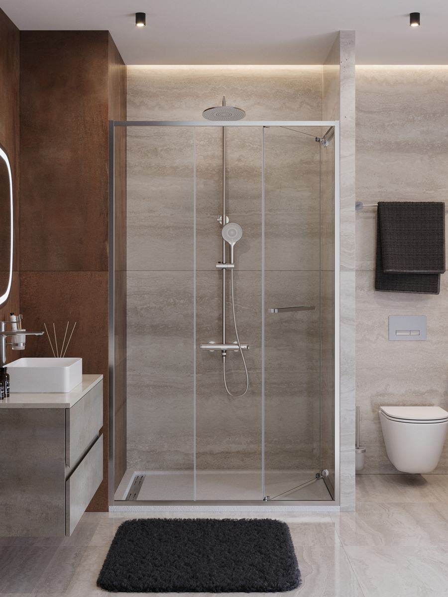 Душевая дверь Cezares LUX-B-FS-11-130-C-CR, 130х195, профиль хром, стекло прозрачное