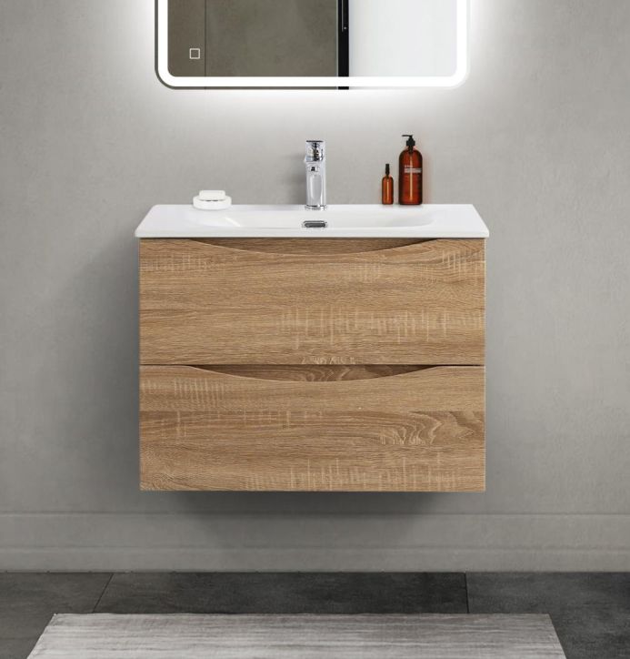 купить Тумба с раковиной подвесная BelBagno MARINO-CER-MINI-700-2C-SO-WO-P Rovere Bianco, раковина белая BB-8099-3-70 