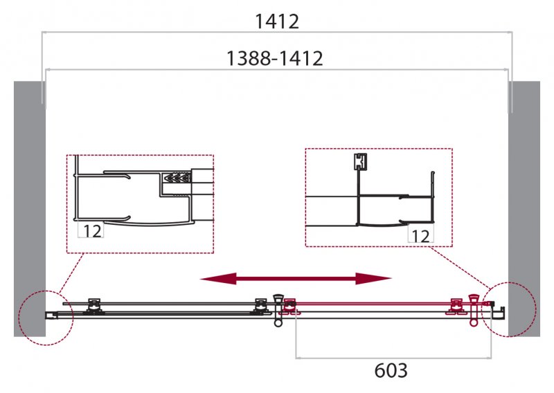 Дверь в проём BelBagno UNO-195-BF-1-140-C-Cr