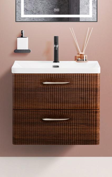 Подвесная тумба с раковиной Belbagno DUE 60 см Noce DUE-600-2C-SO-NOCE-P + BB-8076-3-60
