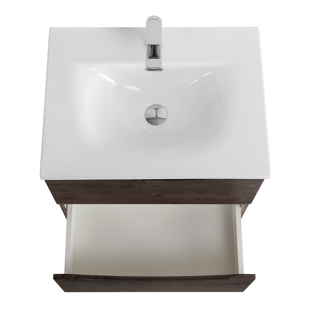 Тумба с раковиной подвесная BelBagno MARINO-CER-N-700-2C-SO-RNG-P Rovere Nature Grigio, раковина белая BB-8099-70