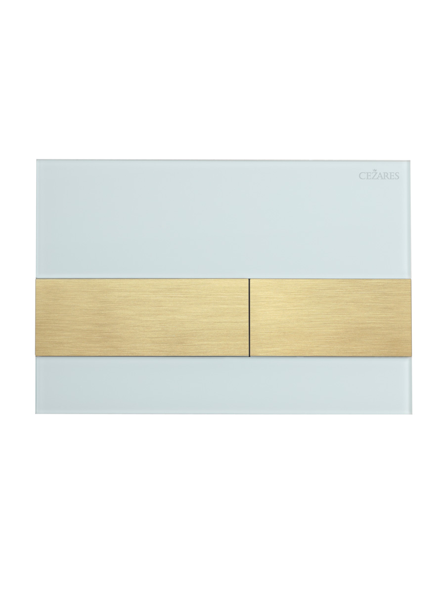 купить Кнопка смыва CEZARES LUX-GB-1-BORO, белое стекло/брашированное золото 