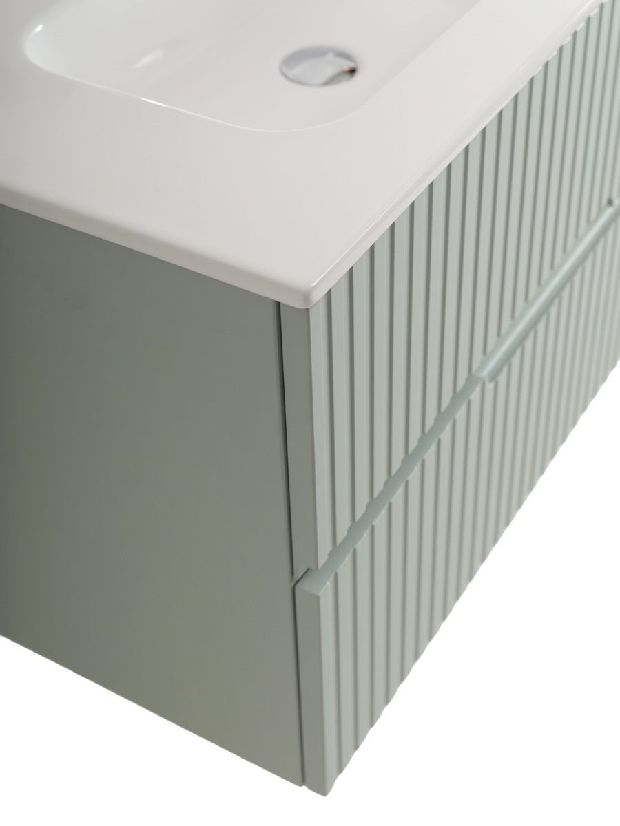Тумба подвесная CEZARES DUET-N-800-2C-SO-VPR-P с раковиной CZR-8095-80, зеленый жемчужный