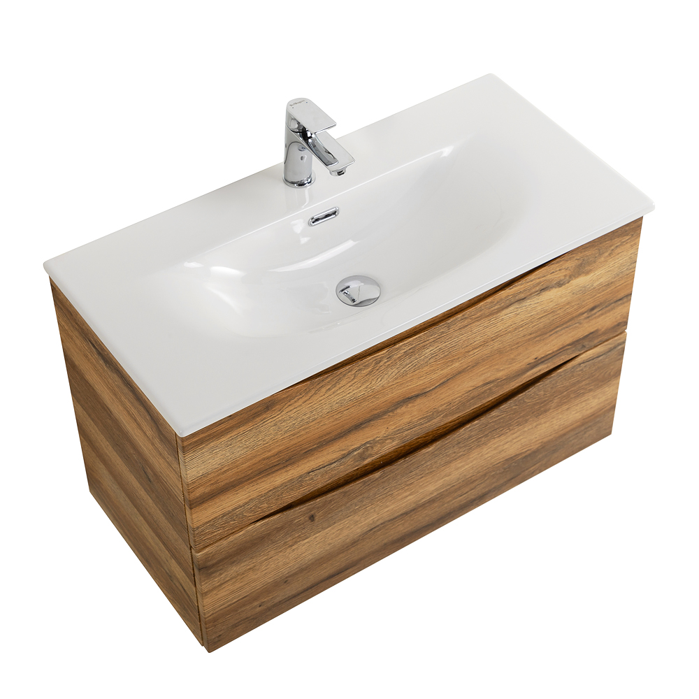 Тумба с раковиной подвесная BelBagno MARINO-CER-MINI-900-2C-SO-RR-P Rovere Rustico, раковина белая BB-8099-3-90