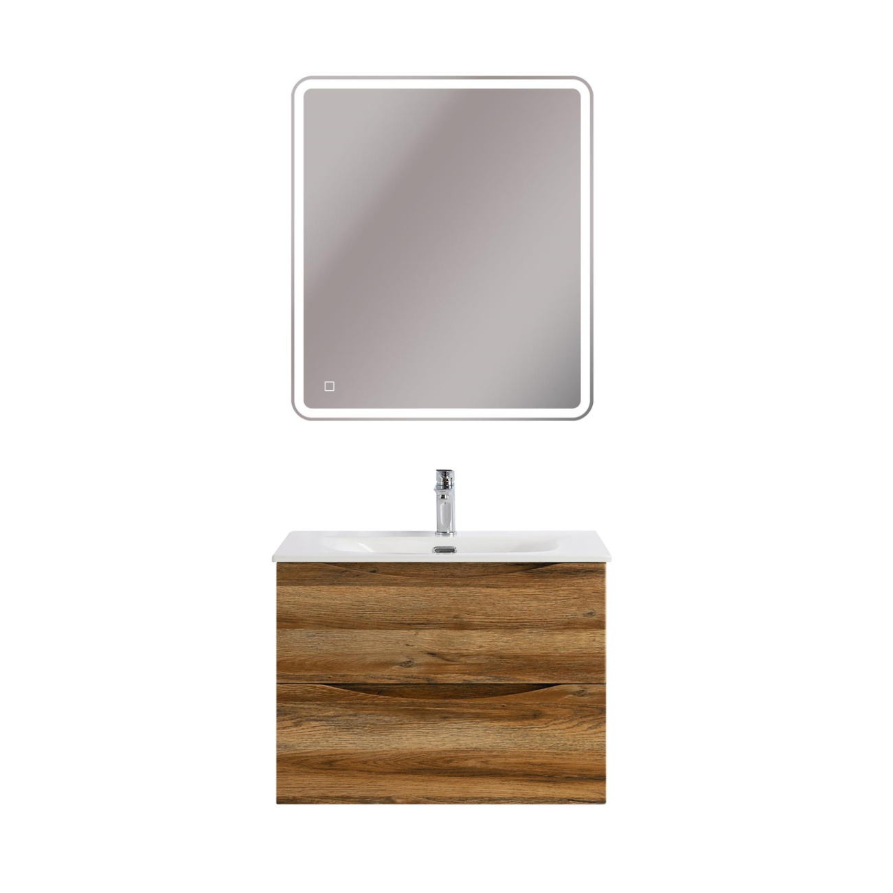 Тумба с раковиной подвесная BelBagno MARINO-CER-N-700-2C-SO-RR-P Rovere Rustico, раковина белая BB-8099-70