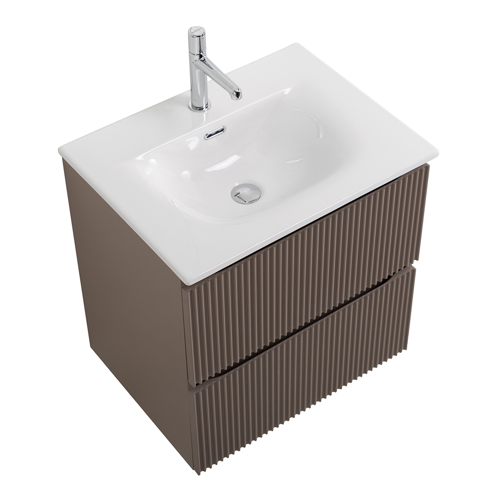 Тумба с раковиной подвесная BelBagno UNO-MINI-600-2C-SO-СO Бежевый матовый, раковина белая BB-8099-3-50