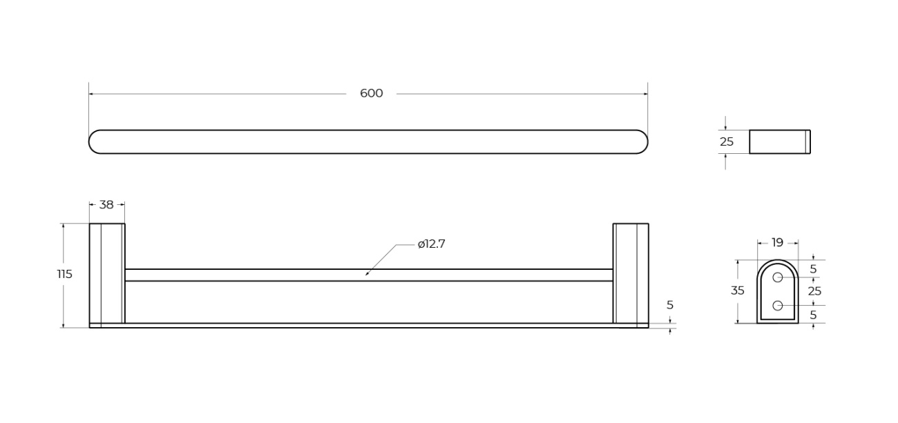 Полотенцедержатель двойной Cezares STYLUS-THD-60-IN