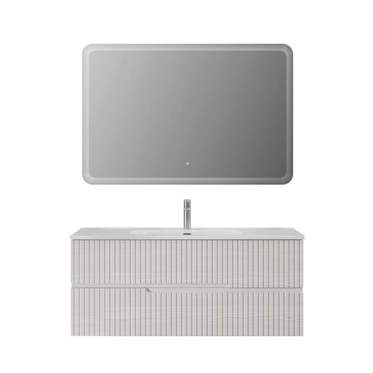 Тумба подвесная CEZARES DUET-N-1200-2C-SO-FBS-P с раковиной CZR-8095-120, ясень белый софт