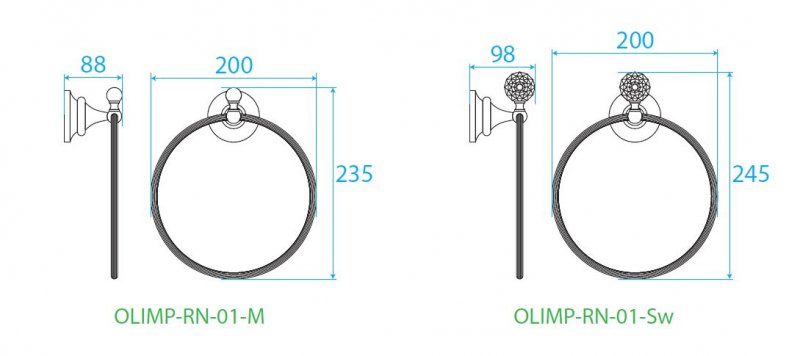 Полотенцедержатель кольцо, Золото 24 карат Cezares OLIMP-RN-03/24-M