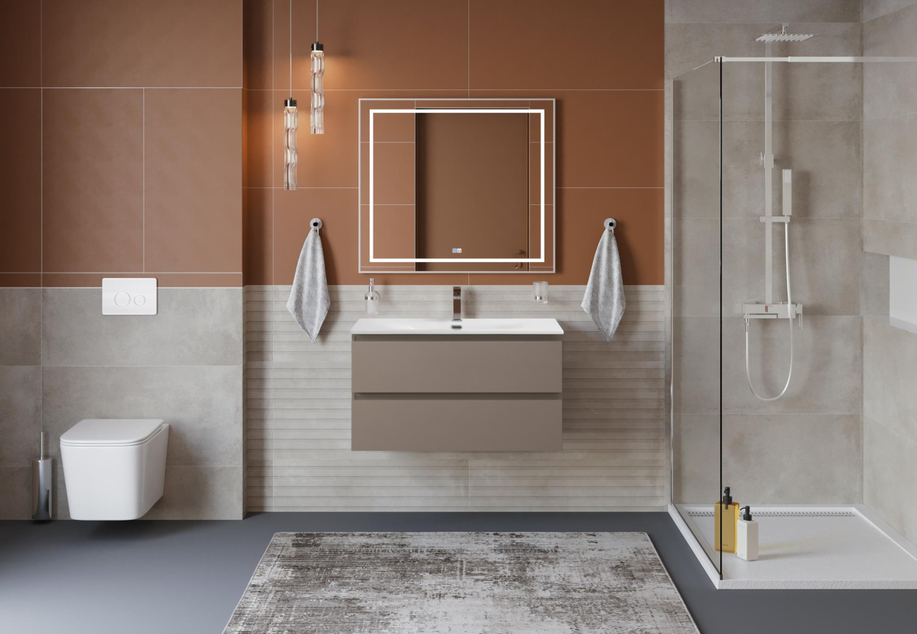 Тумба с раковиной подвесная BelBagno KRAFT-800-2C-SO-CO Бежевый матовый, раковина белая BB-8099-80