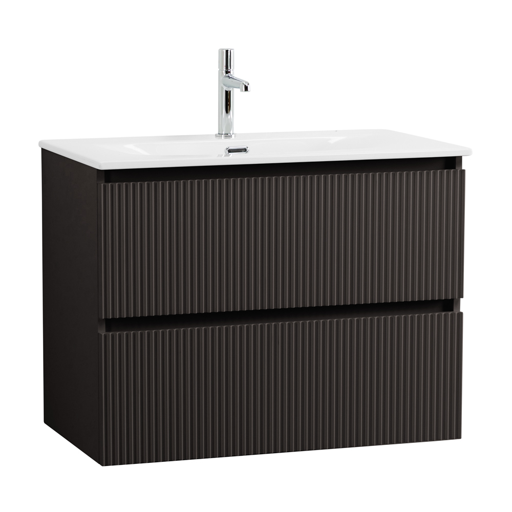 Тумба с раковиной подвесная BelBagno UNO-800-2C-SO-GSO Темно-Серый матовый, раковина белая BB-8099-80