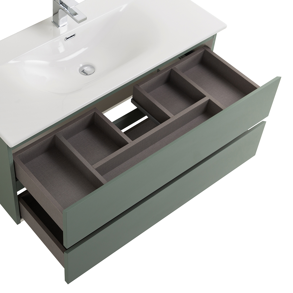 Тумба с раковиной подвесная BelBagno KRAFT-1000-2C-SO-VO Еловый матовый, раковина белая BB-8099-100