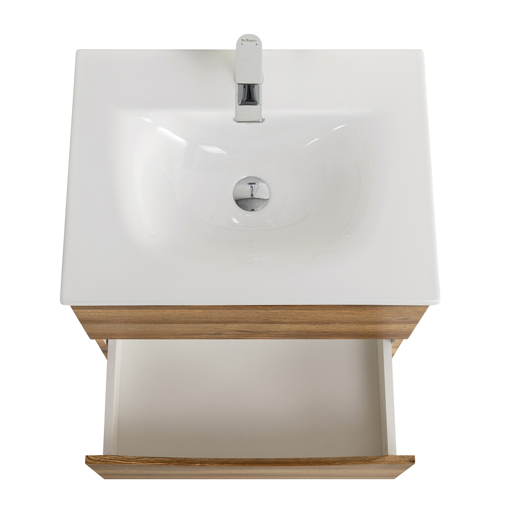 Тумба с раковиной подвесная BelBagno MARINO-CER-N-700-2C-SO-RR-P Rovere Rustico, раковина белая BB-8099-70