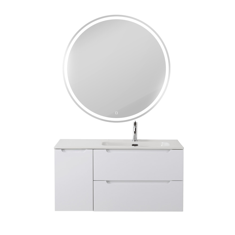 Подвесная тумба с раковиной BelBagno ETNA 100 Bianco Lucido правая, ETNA-1000-2C-1A-SO-BL-R + BB1000ETL-R