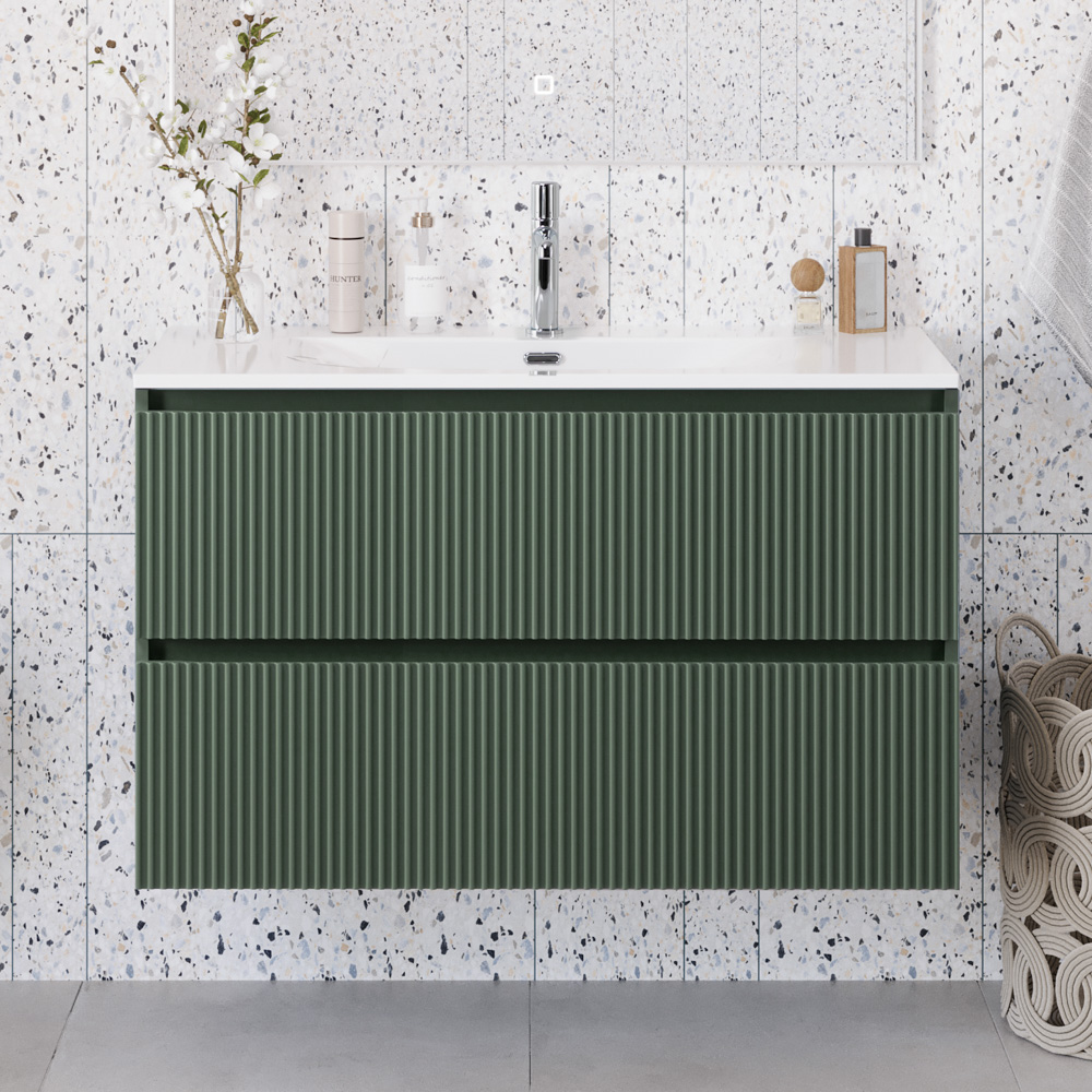 Тумба с раковиной подвесная BelBagno UNO-MINI-1000-2C-SO-VO Еловый матовый, раковина белая BB-8099-3-100
