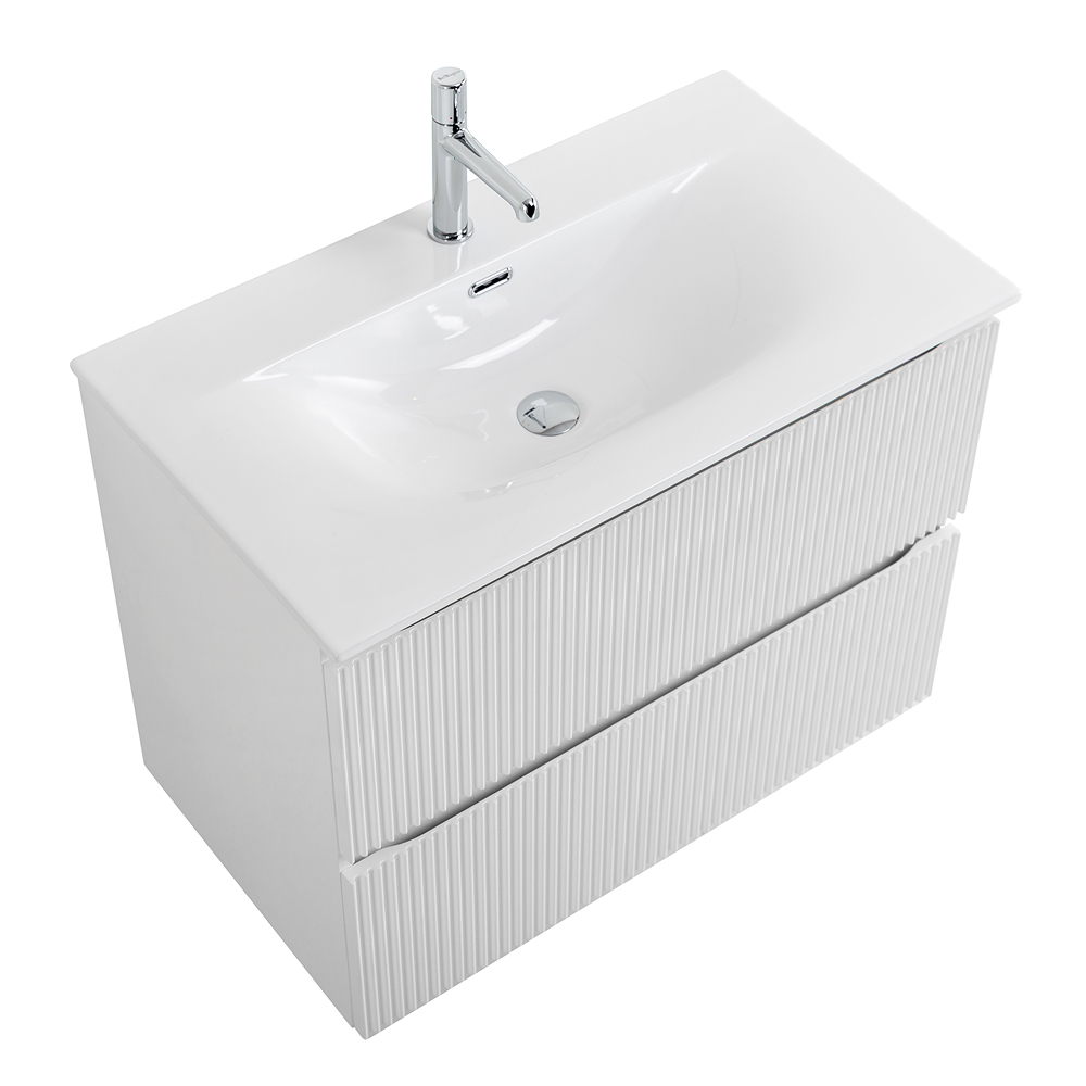 Тумба с раковиной подвесная BelBagno UNO-800-2C-SO-BO Bianco Opaco, раковина белая BB-8099-80