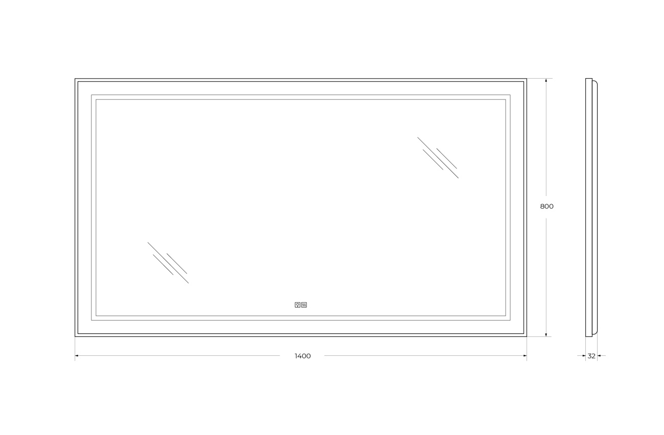 Зеркало BelBagno SPC-KRAFT-1400-800-LED-TCH-WARM-NERO