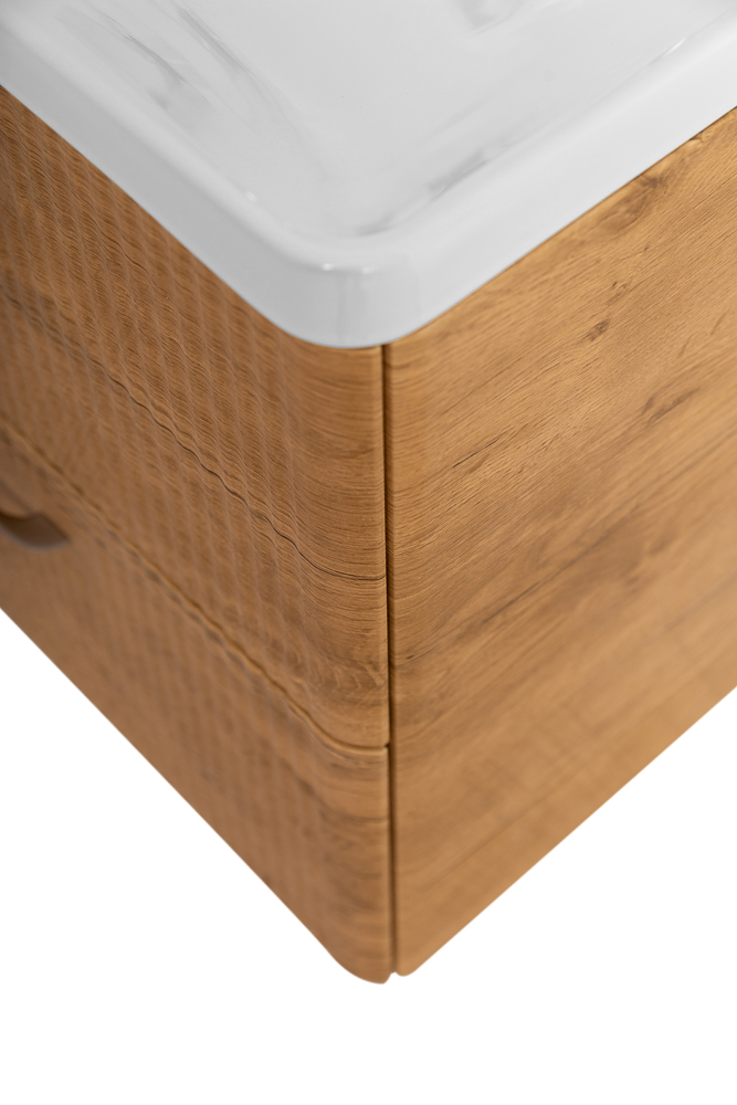 Подвесная тумба с раковиной Belbagno DUE 60 см Rovere Nature DUE-600-2C-SO-RN-P + BB-8076-3-60