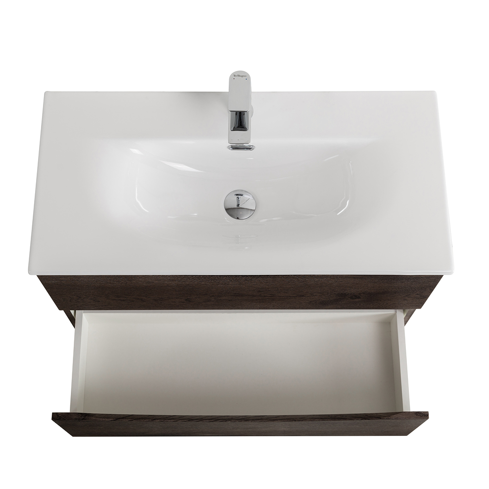 Тумба с раковиной подвесная BelBagno MARINO-CER-MINI-900-2C-SO-RNG-P Rovere Nature Grigio, раковина белая BB-8099-3-90