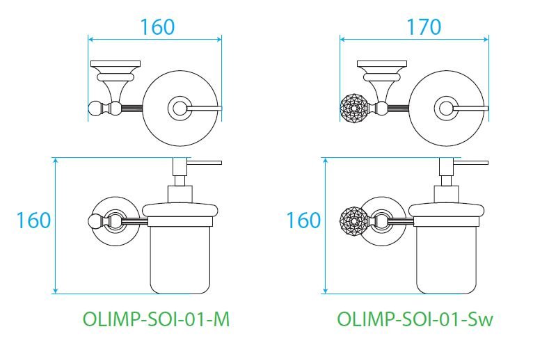 Дозатор для мыла подвесной, Хром Cezares OLIMP-SOI-01-Sw