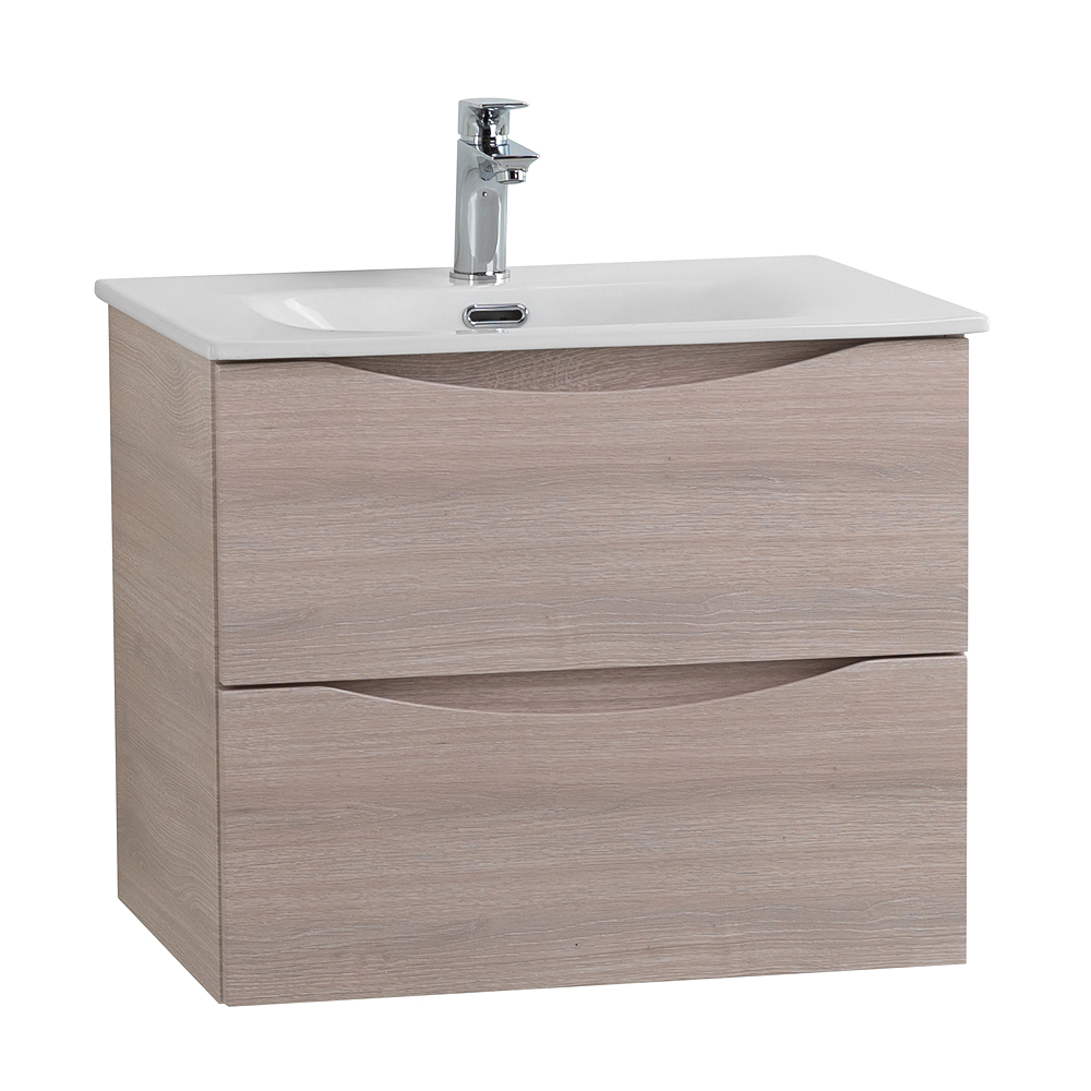Тумба с раковиной подвесная BelBagno MARINO-CER-MINI-700-2C-SO-RG-P Rovere Grigio, раковина белая BB-8099-3-70