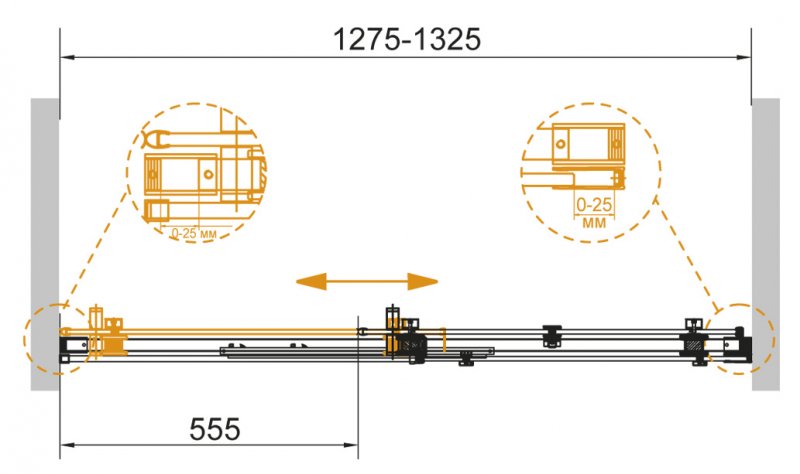 Дверь в проём Cezares STYLUS-SOFT-BF-1-130-C-Cr