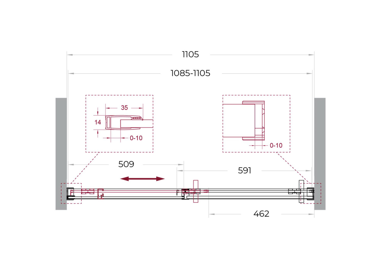 Душевая дверь шириной 110см BelBagno SOFT_CLOSE-1-BF-1-110-C-Cr профиль хром, стекло прозрачное