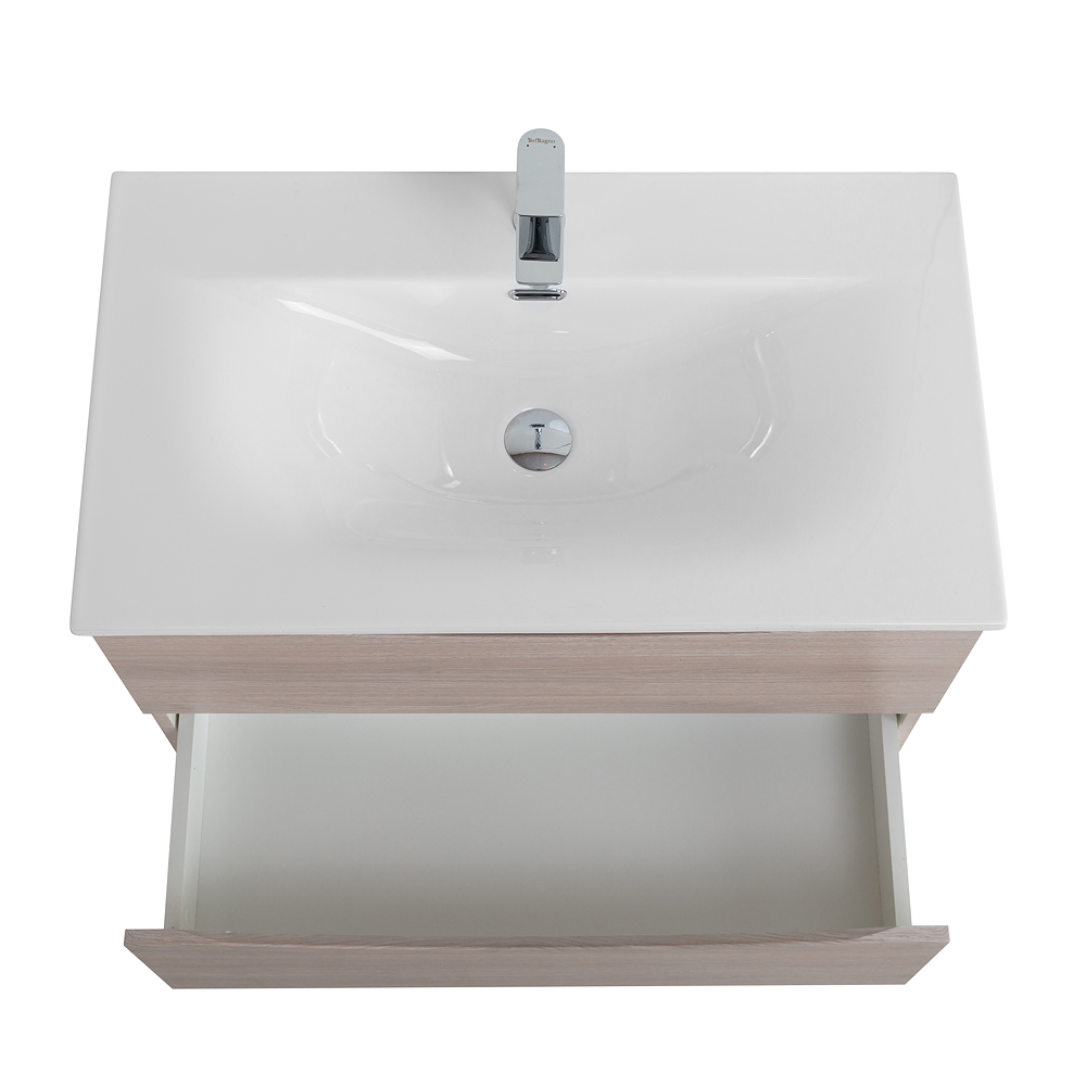 Тумба с раковиной подвесная BelBagno MARINO-CER-N-900-2C-SO-RG-P Rovere Grigio, раковина белая BB-8099-90