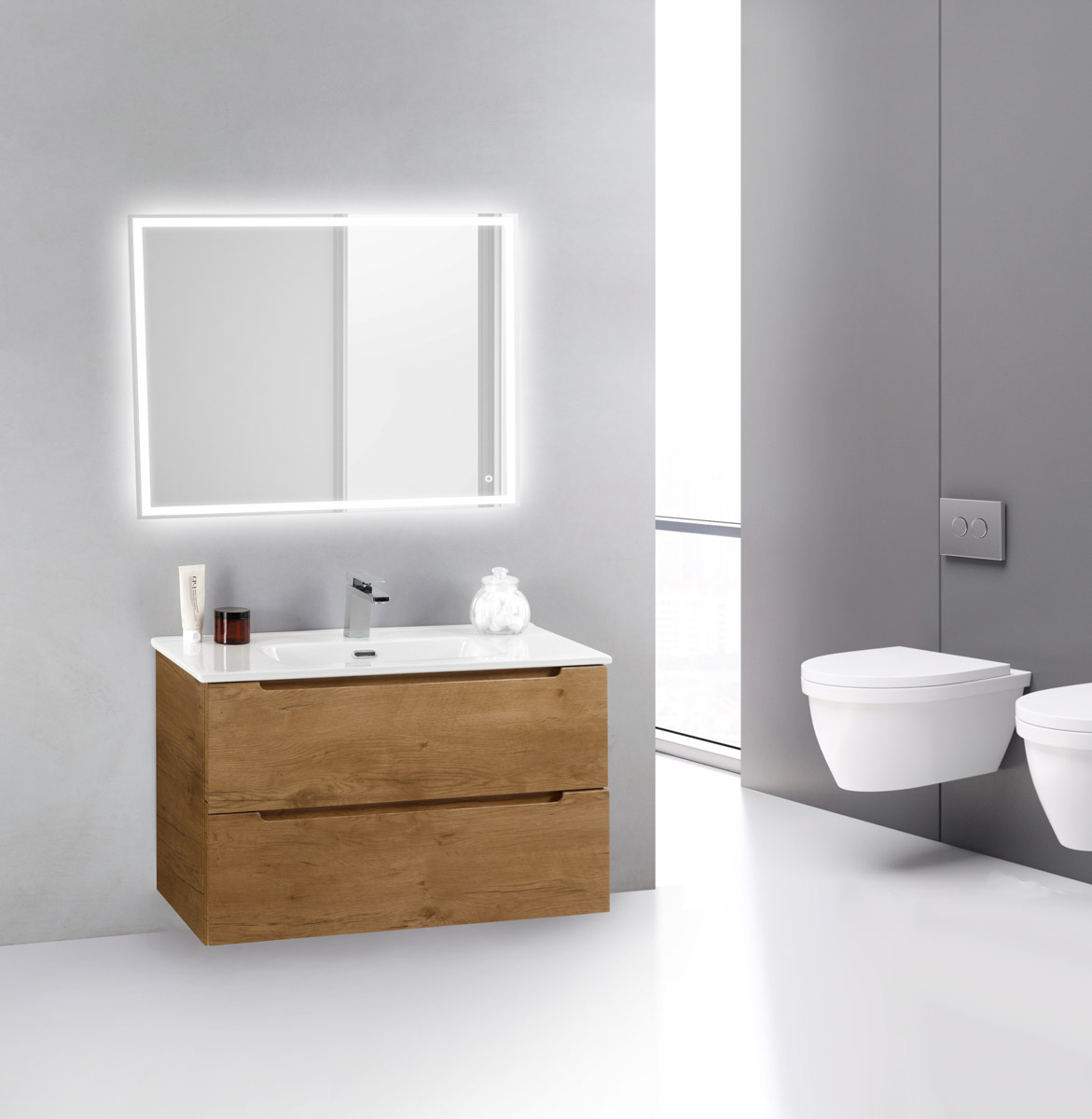 купить Мебель для ванной комнаты BelBagno ETNA Rovere Nature 120 см ETNA-1200-2C-SO-RN-P + BB1200ETL 