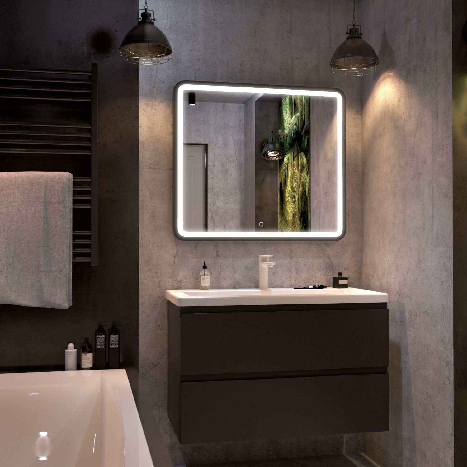 Мебель для ванной комнаты подвесная ART&MAX BIANCHI 90 см Серый Матовый