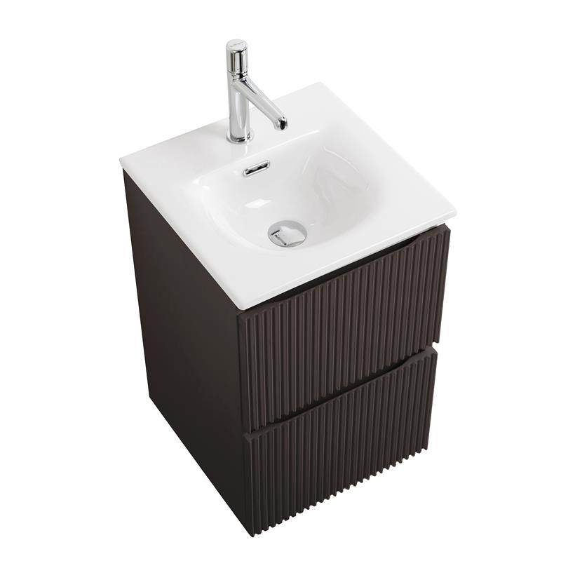 Тумба с раковиной подвесная BelBagno UNO-MINI-400-2C-SO-GSO Темно-Серый матовый, раковина белая BB-8099-3-40