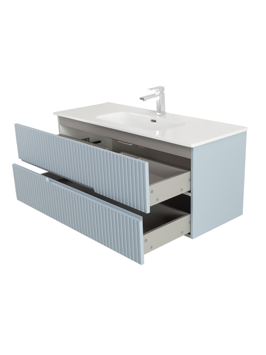 Тумба подвесная CEZARES DUET-N-1200-2C-SO-APR-P с раковиной CZR-8095-120, голубой жемчужный